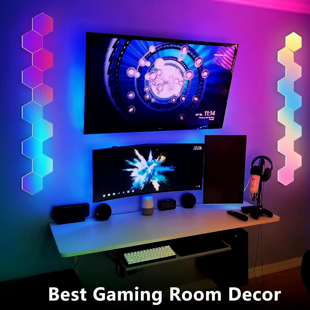 Επιτοίχιο Διακοσμητικό Φωτιστικό LED Wifi - RGB σε Εξάγωνο Σχήμα με Τηλεχειριστήριο, Ρυθμιζόμενα Χρώματα και Λειτουργία Μουσικής 10τμχ Tuya Λευκό Επιτοίχιο Διακοσμητικό Φωτιστικό LED Wifi - RGB σε Εξάγωνο Σχήμα με Τηλεχειριστήριο, Ρυθμιζόμενα Χρώματα και Λειτουργία Μουσικής 10τμχ Tuya Λευκό