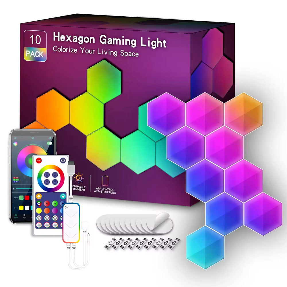 Επιτοίχιο Διακοσμητικό Φωτιστικό LED Wifi - RGB σε Εξάγωνο Σχήμα με Τηλεχειριστήριο, Ρυθμιζόμενα Χρώματα και Λειτουργία Μουσικής 10τμχ Tuya Λευκό Επιτοίχιο Διακοσμητικό Φωτιστικό LED Wifi - RGB σε Εξάγωνο Σχήμα με Τηλεχειριστήριο, Ρυθμιζόμενα Χρώματα και Λειτουργία Μουσικής 10τμχ Tuya Λευκό