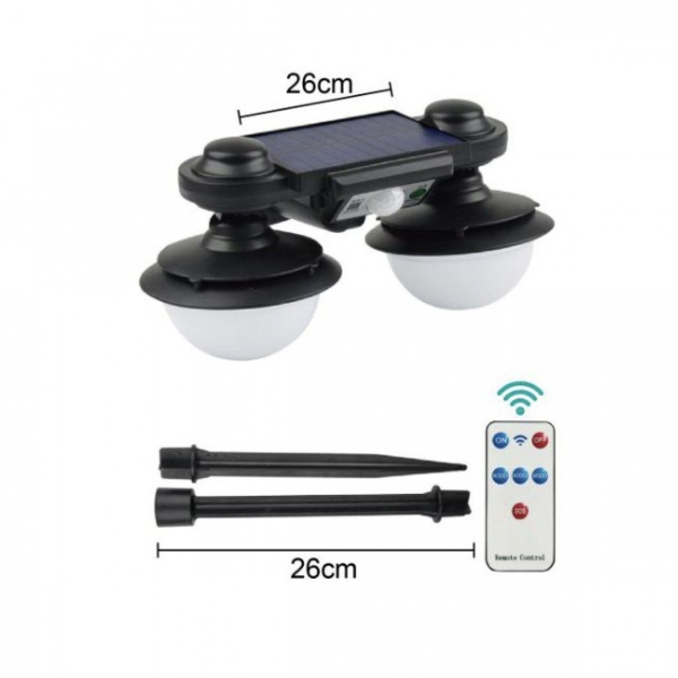 Επιτοίχιο Διπλό Ηλιακό Φωτιστικό Φανάρι 24W 120LED Ψυχρό Λευκό με Αισθητήρα Κίνησης και Τηλεχειριστήριο - AigoStar Επιτοίχιο Διπλό Ηλιακό Φωτιστικό Φανάρι 24W 120LED Ψυχρό Λευκό με Αισθητήρα Κίνησης και Τηλεχειριστήριο - AigoStar