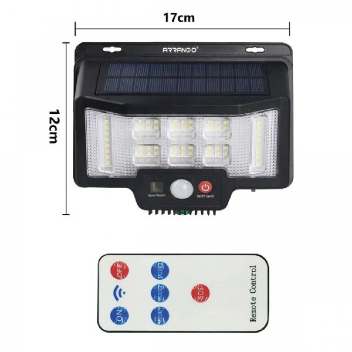 Επιτοίχιο Ηλιακό Φωτιστικό με Ανιχνευτή Κίνησης, Ανιχνευτή Φωτός και Πάνελ Επιτοίχιο Ηλιακό Φωτιστικό με Ανιχνευτή Κίνησης, Ανιχνευτή Φωτός και Πάνελ