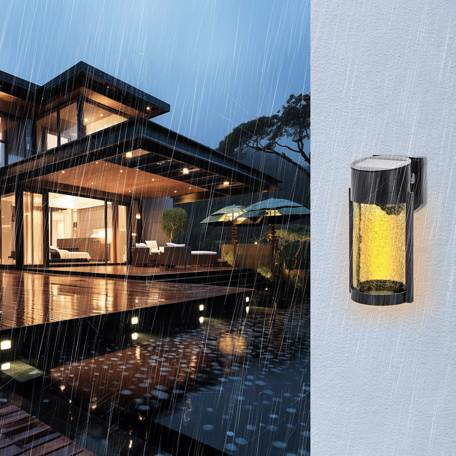 Επιτοίχιο LED Ηλιακό Φωτιστικό με Θερμό Λευκό Φωτισμό & Προστασία IP44 10 x 9.7 x 20.3 cm Επιτοίχιο LED Ηλιακό Φωτιστικό με Θερμό Λευκό Φωτισμό & Προστασία IP44 10 x 9.7 x 20.3 cm