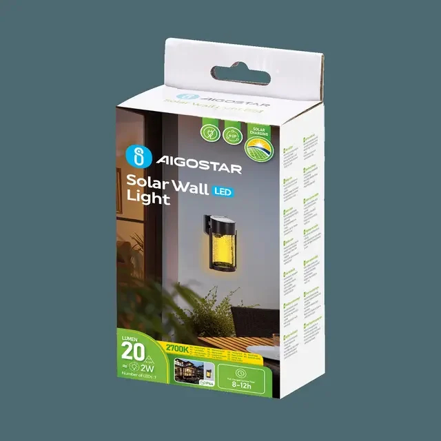 Επιτοίχιο LED Ηλιακό Φωτιστικό με Θερμό Λευκό Φωτισμό & Προστασία IP44 10 x 9.7 x 20.3 cm Επιτοίχιο LED Ηλιακό Φωτιστικό με Θερμό Λευκό Φωτισμό & Προστασία IP44 10 x 9.7 x 20.3 cm