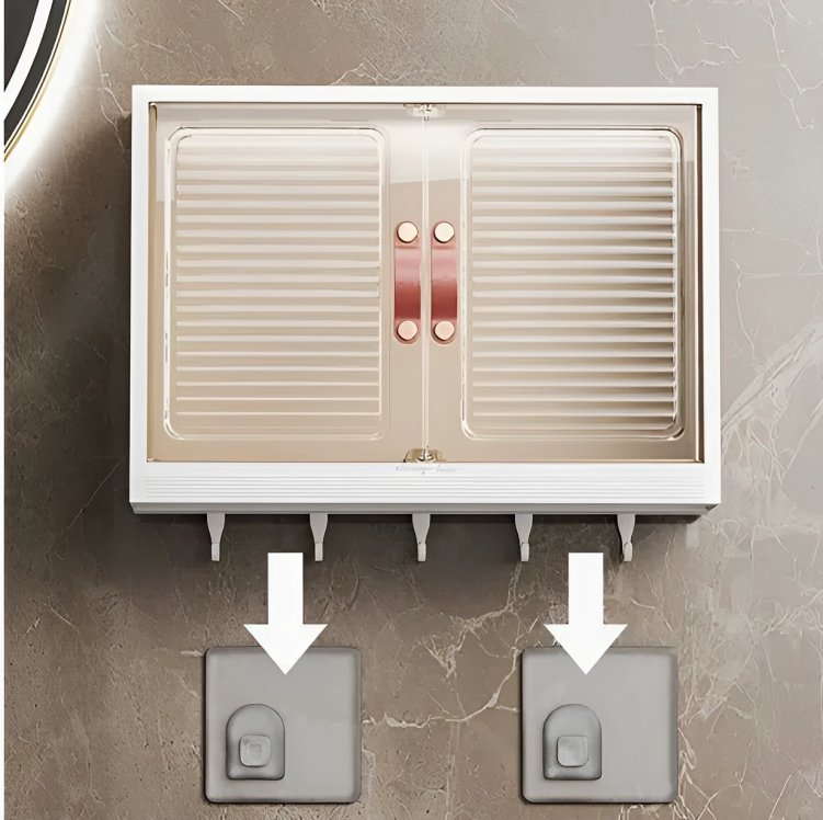 Επιτοίχιο Ντουλάπι Αποθήκευσης Μπάνιου με Μαγνητικό Κλείσιμο και 5 Γατζάκια - 45 x 32 x 13 cm Επιτοίχιο Ντουλάπι Αποθήκευσης Μπάνιου με Μαγνητικό Κλείσιμο και 5 Γατζάκια - 45 x 32 x 13 cm