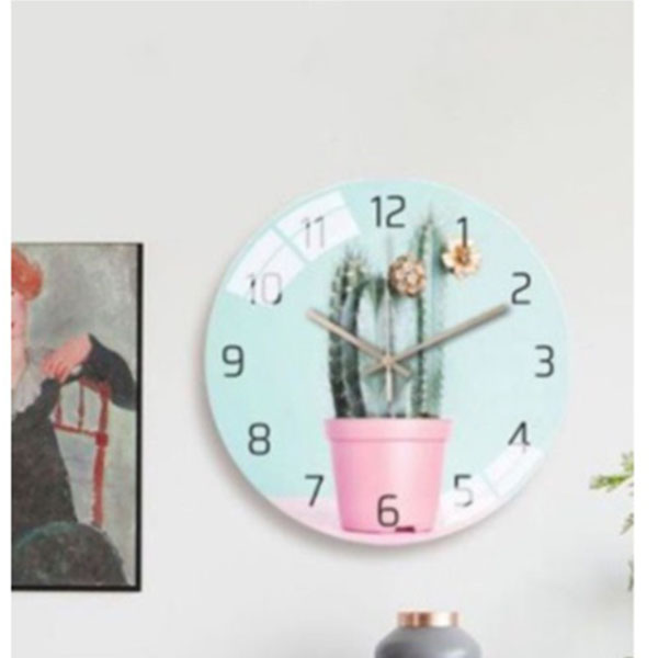 Επιτοίχιο Στρογγυλό Ρολόι με Λεπτοδείκτες- Σχέδιο Κακτάκι σε Γλάστρα 30cm Επιτοίχιο Στρογγυλό Ρολόι με Λεπτοδείκτες- Σχέδιο Κακτάκι σε Γλάστρα 30cm