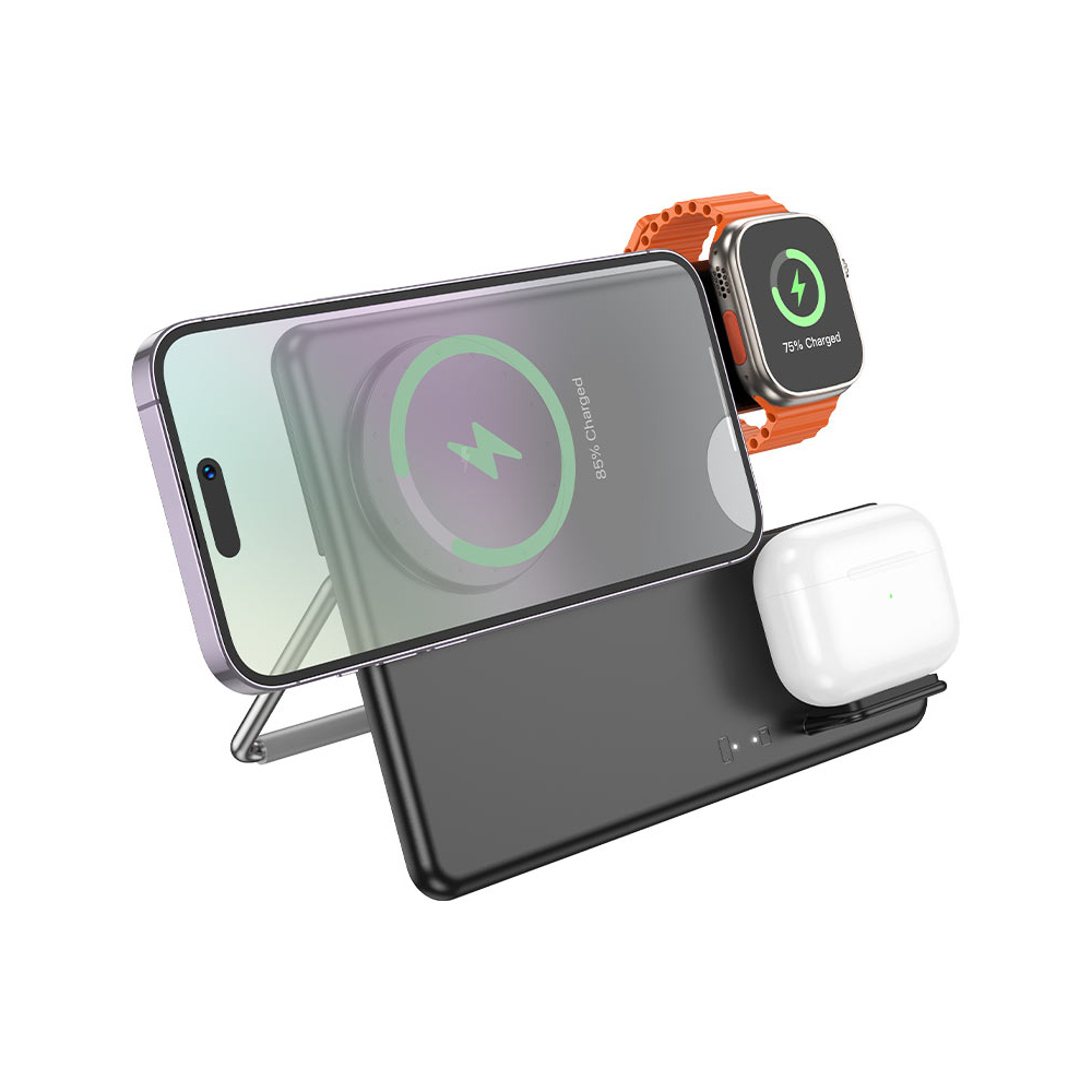 Επιτραπέζια Αναδιπλούμενη Βάση Φόρτισης Magsafe 3 σε 1 3A 15W με Κάθετη Φόρτιση 3 Συσκευών και Ρυθμιζόμενο Βραχίωνα Hoco Μαύρη Επιτραπέζια Αναδιπλούμενη Βάση Φόρτισης Magsafe 3 σε 1 3A 15W με Κάθετη Φόρτιση 3 Συσκευών και Ρυθμιζόμενο Βραχίωνα Hoco Μαύρη