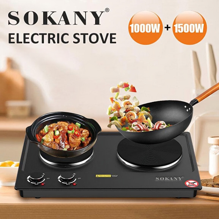 Επιτραπέζια Διπλή Εμαγιέ Εστία Μαγειρέματος 1000W & 1500W - SOKANY Επιτραπέζια Διπλή Εμαγιέ Εστία Μαγειρέματος 1000W & 1500W - SOKANY
