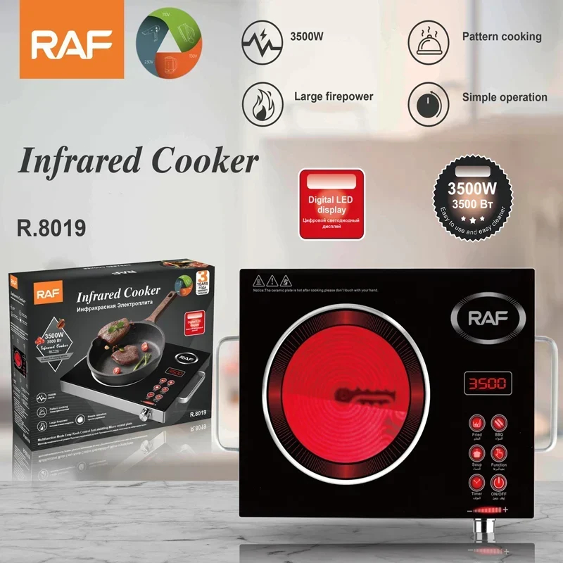 Επιτραπέζια Εστία Κεραμική Μονή με Οθόνη LED και LCD, Αντιολισθητική Πλάκα και 8 Επιλογές Μαγειρέματος
3500W RAF Επιτραπέζια Εστία Κεραμική Μονή με Οθόνη LED και LCD, Αντιολισθητική Πλάκα και 8 Επιλογές Μαγειρέματος
3500W RAF
