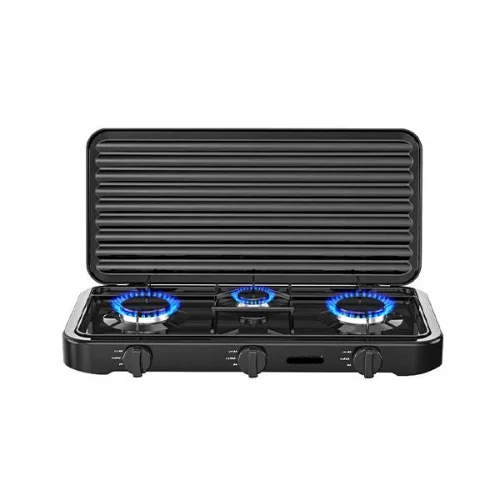 Επιτραπέζια Τριπλή Εστία Υγραερίου Hoomei με 2×2.2KW και Καπάκι Προστασίας Επιτραπέζια Τριπλή Εστία Υγραερίου Hoomei με 2×2.2KW και Καπάκι Προστασίας