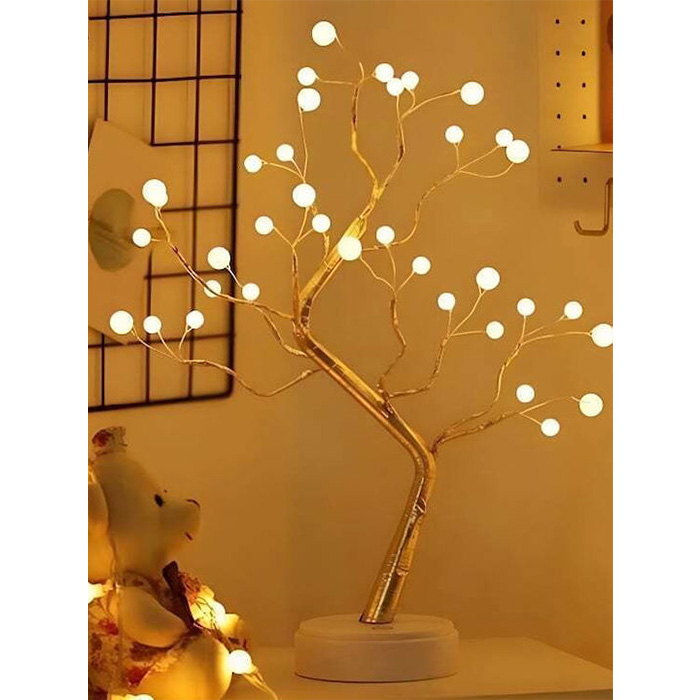 Επιτραπέζιο Διακοσμητικό Δεντράκι με 36 LED Θερμού Λευκού Φωτός – Χρυσός Κορμός και Πολυτελής Βάση Επιτραπέζιο Διακοσμητικό Δεντράκι με 36 LED Θερμού Λευκού Φωτός – Χρυσός Κορμός και Πολυτελής Βάση