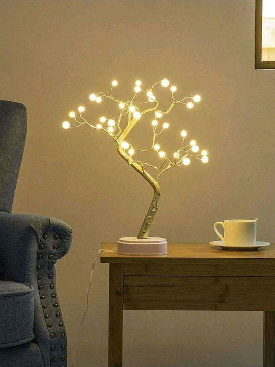 Επιτραπέζιο Διακοσμητικό Δεντράκι με 36 LED Θερμού Λευκού Φωτός – Χρυσός Κορμός και Πολυτελής Βάση Επιτραπέζιο Διακοσμητικό Δεντράκι με 36 LED Θερμού Λευκού Φωτός – Χρυσός Κορμός και Πολυτελής Βάση