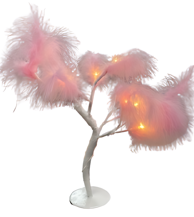 Επιτραπέζιο Διακοσμητικό Δεντράκι με LED και Ροζ Φτερά Επιτραπέζιο Διακοσμητικό Δεντράκι με LED και Ροζ Φτερά