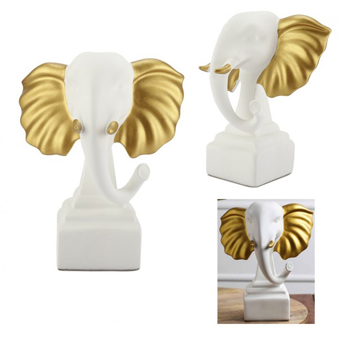 Επιτραπέζιο Διακοσμητικό Ελέφαντας Ρητίνης σε Λευκό και Χρυσό Χρώμα 20x6x21cm Επιτραπέζιο Διακοσμητικό Ελέφαντας Ρητίνης σε Λευκό και Χρυσό Χρώμα 20x6x21cm