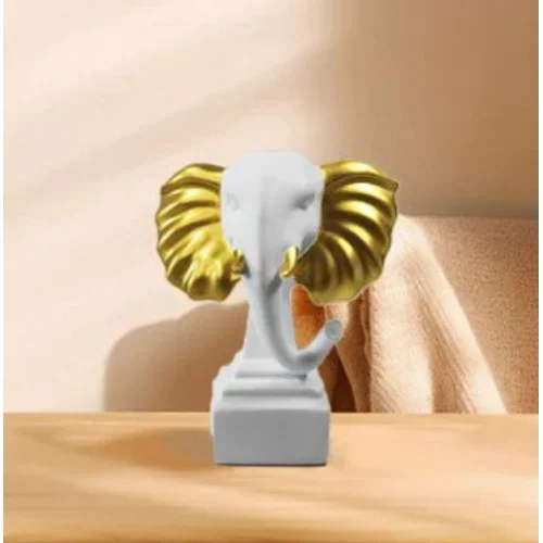 Επιτραπέζιο Διακοσμητικό Ελέφαντας Ρητίνης σε Λευκό και Χρυσό Χρώμα 20x6x21cm Επιτραπέζιο Διακοσμητικό Ελέφαντας Ρητίνης σε Λευκό και Χρυσό Χρώμα 20x6x21cm