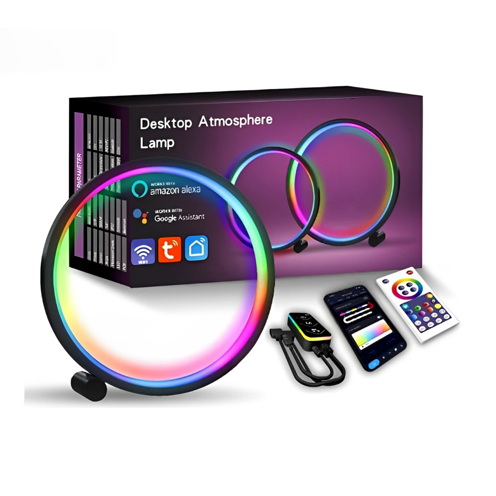 Επιτραπέζιο Διακοσμητικό Φωτιστικό LED Wifi - RGBW σε Σχήμα Δαχτυλίδι με Τηλεχειριστήριο, Ρυθμιζόμενα Χρώματα και Λειτουργία Μουσικής Tuya Μαύρο Επιτραπέζιο Διακοσμητικό Φωτιστικό LED Wifi - RGBW σε Σχήμα Δαχτυλίδι με Τηλεχειριστήριο, Ρυθμιζόμενα Χρώματα και Λειτουργία Μουσικής Tuya Μαύρο