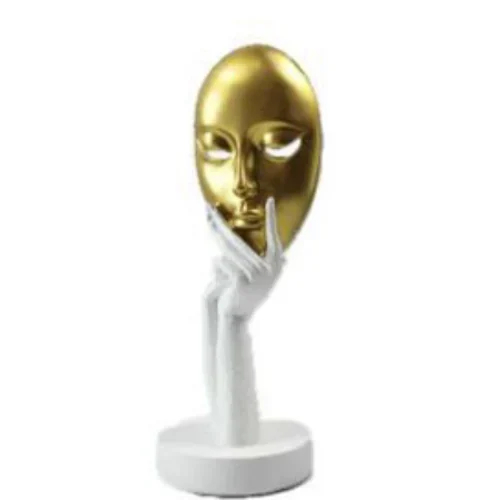 Επιτραπέζιο Διακοσμητικό “Μάσκα” Ρητίνης σε Λευκό και Χρυσό Χρώμα 23x7x15cm Επιτραπέζιο Διακοσμητικό “Μάσκα” Ρητίνης σε Λευκό και Χρυσό Χρώμα 23x7x15cm
