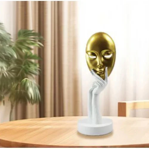 Επιτραπέζιο Διακοσμητικό “Μάσκα” Ρητίνης σε Λευκό και Χρυσό Χρώμα 23x7x15cm Επιτραπέζιο Διακοσμητικό “Μάσκα” Ρητίνης σε Λευκό και Χρυσό Χρώμα 23x7x15cm