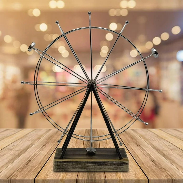 Επιτραπέζιο Διακοσμητικό Περιστρεφόμενη Ρόδα 41 x 37cm Ασημί Από Σφυρήλατο Σίδερο Επιτραπέζιο Διακοσμητικό Περιστρεφόμενη Ρόδα 41 x 37cm Ασημί Από Σφυρήλατο Σίδερο