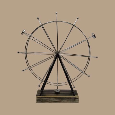 Επιτραπέζιο Διακοσμητικό Περιστρεφόμενη Ρόδα 41 x 37cm Ασημί Από Σφυρήλατο Σίδερο Επιτραπέζιο Διακοσμητικό Περιστρεφόμενη Ρόδα 41 x 37cm Ασημί Από Σφυρήλατο Σίδερο