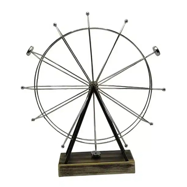 Επιτραπέζιο Διακοσμητικό Περιστρεφόμενη Ρόδα 41 x 37cm Ασημί Από Σφυρήλατο Σίδερο Επιτραπέζιο Διακοσμητικό Περιστρεφόμενη Ρόδα 41 x 37cm Ασημί Από Σφυρήλατο Σίδερο