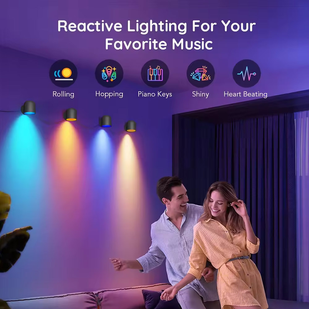 LED Wifi, RGB Επιτραπέζιο - Επιτοίχιο Διακοσμητικό Φωτιστικό σε Κυλινδρικό Σχήμα με Τηλεχειριστήριο και Ρυθμιζόμενα Χρώματα4τμχ Tuya Μαύρο LED Wifi, RGB Επιτραπέζιο - Επιτοίχιο Διακοσμητικό Φωτιστικό σε Κυλινδρικό Σχήμα με Τηλεχειριστήριο και Ρυθμιζόμενα Χρώματα4τμχ Tuya Μαύρο