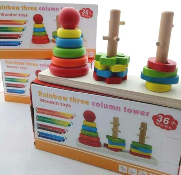 Επιτραπέζιο Ξύλινο Παιχνίδι με 3 Γεωμετρικά Σχήματα και Χρώματα Ουράνιου Τόξου για Παιδιά άνω των 12 Μηνών Επιτραπέζιο Ξύλινο Παιχνίδι με 3 Γεωμετρικά Σχήματα και Χρώματα Ουράνιου Τόξου για Παιδιά άνω των 12 Μηνών