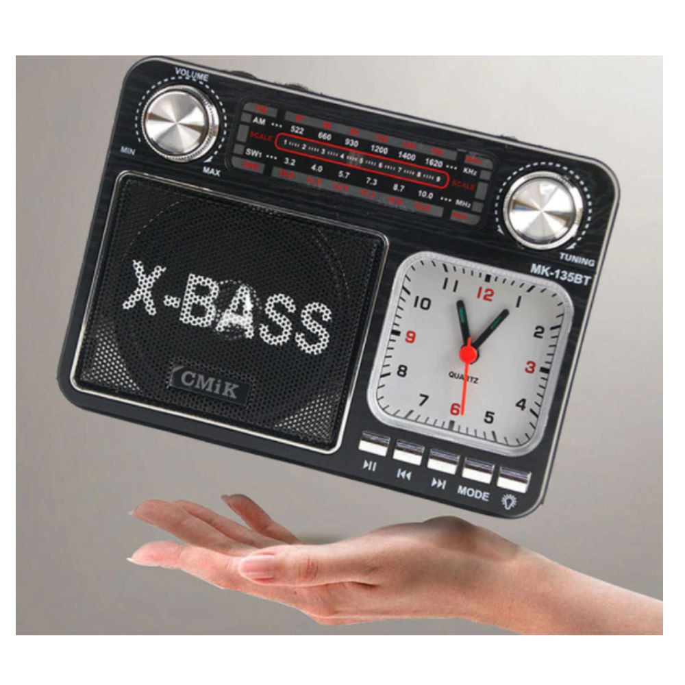 Επιτραπέζιο Ραδιόφωνο Επαναφορτιζόμενο με Ρολόι και Υποδοχή για SD card Επιτραπέζιο Ραδιόφωνο Επαναφορτιζόμενο με Ρολόι και Υποδοχή για SD card
