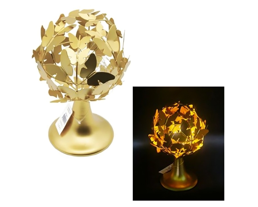 Επιτραπέζιο Χρυσό Διακοσμητικό Κηροπήγιο Ρεσό με Πεταλούδες Επιτραπέζιο Χρυσό Διακοσμητικό Κηροπήγιο Ρεσό με Πεταλούδες