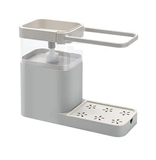 Επιτραπέζιος Διανεμητής Σαπουνιού με Βάση για Σφουγγάρι και Πετσέτα 12×9.5x21x25cm – Γκρι Επιτραπέζιος Διανεμητής Σαπουνιού με Βάση για Σφουγγάρι και Πετσέτα 12×9.5x21x25cm – Γκρι
