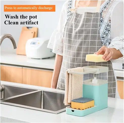 Επιτραπέζιος Διανεμητής Σαπουνιού με Βάση για Σφουγγάρι και Πετσέτα 12×9.5x21x25cm – Γκρι Επιτραπέζιος Διανεμητής Σαπουνιού με Βάση για Σφουγγάρι και Πετσέτα 12×9.5x21x25cm – Γκρι