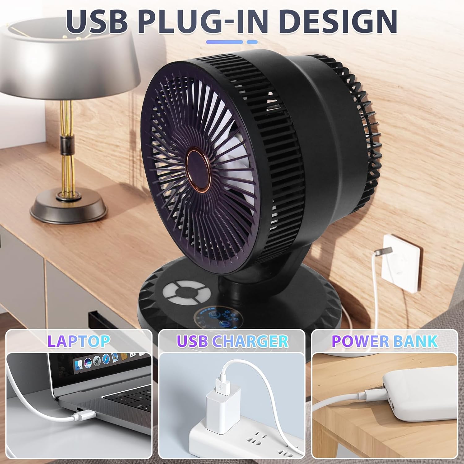 Επιτραπέζιος USB Ανεμιστήρας με Ρύθμιση Ισχύος, Χρονοδιακόπτη & LED Φωτισμό - Arrango Επιτραπέζιος USB Ανεμιστήρας με Ρύθμιση Ισχύος, Χρονοδιακόπτη & LED Φωτισμό - Arrango