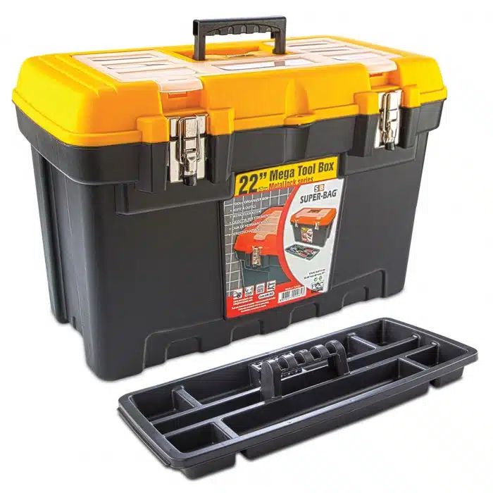 Εργαλειοθήκη με Εσωτερικό Δισκάκι και Ενσωματωμένη Ταμπακιέρα στο Καπάκι με Μεταλλικά Κουμπώματα και Θήκες Super-Bag 22″ 57x31.5x37.5εκ Εργαλειοθήκη με Εσωτερικό Δισκάκι και Ενσωματωμένη Ταμπακιέρα στο Καπάκι με Μεταλλικά Κουμπώματα και Θήκες Super-Bag 22″ 57x31.5x37.5εκ