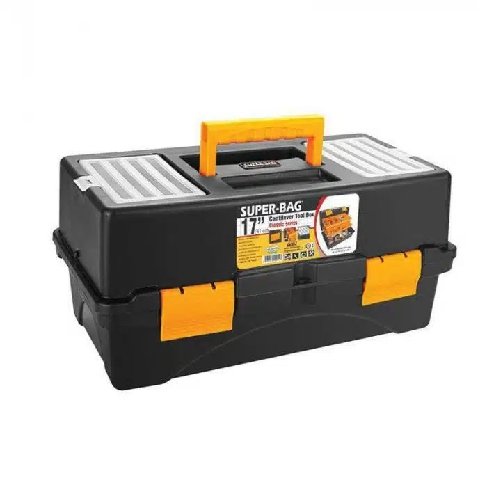 Εργαλειοθήκη Τριών Αναδιπλούμενων Επιπέδων με Πλαστικά Κουμπώματα και Θήκες Super-Bag 17″ 41x23x19εκ Εργαλειοθήκη Τριών Αναδιπλούμενων Επιπέδων με Πλαστικά Κουμπώματα και Θήκες Super-Bag 17″ 41x23x19εκ