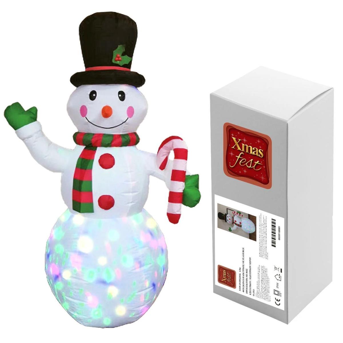 Extra Bright Φωτιζόμενος Διακοσμητικός Φουσκωτός Χιονάνθρωπος 180cm, με RGB Flash Προτζέκτορα, Ενσωματωμένο Blower και Αδιάβροχη Προστασία IP44 Extra Bright Φωτιζόμενος Διακοσμητικός Φουσκωτός Χιονάνθρωπος 180cm, με RGB Flash Προτζέκτορα, Ενσωματωμένο Blower και Αδιάβροχη Προστασία IP44