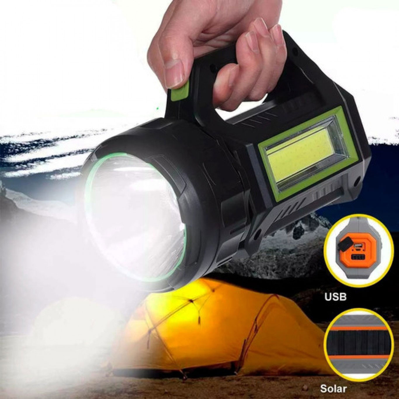 Φακός Επαναφορτιζόμενος Προβολέας & Φωτιστικό με Ηλιακή Φόρτιση HEL-T95 Φακός Επαναφορτιζόμενος Προβολέας & Φωτιστικό με Ηλιακή Φόρτιση HEL-T95