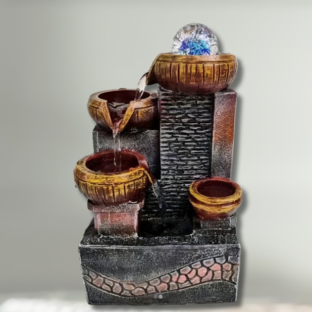 Feng Shui Διακοσμητικό Συντριβάνι με Κιούπια & Κρυστάλλινη Σφαίρα Feng Shui Διακοσμητικό Συντριβάνι με Κιούπια & Κρυστάλλινη Σφαίρα