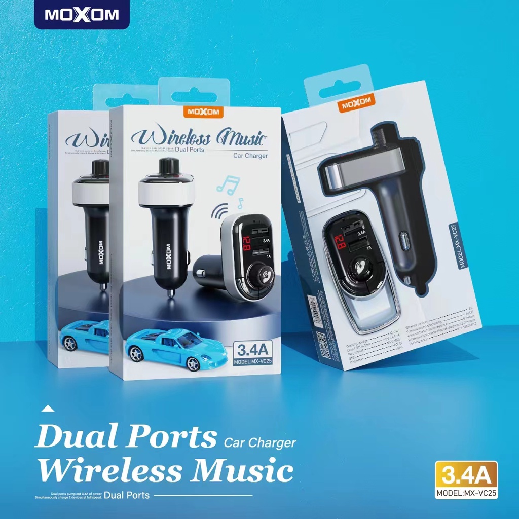 FM Transmitter Αυτοκινήτου με 2 Θύρες USB και Τροφοδοσία Ρεύματος Αναπτήρα Moxom FM Transmitter Αυτοκινήτου με 2 Θύρες USB και Τροφοδοσία Ρεύματος Αναπτήρα Moxom