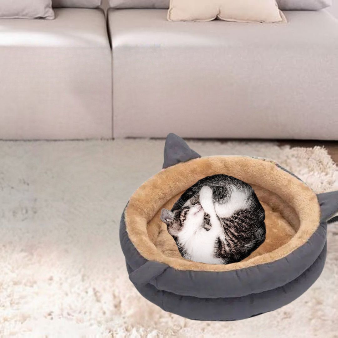 Φωλιά Γάτας από Απαλό Χνουδωτό Ύφασμα 47 x 47 x 13cm - Γκρι με Καφέ Nobleza Φωλιά Γάτας από Απαλό Χνουδωτό Ύφασμα 47 x 47 x 13cm - Γκρι με Καφέ Nobleza