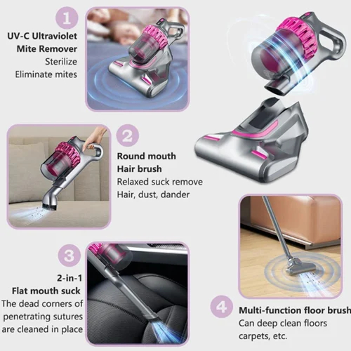 Φορητή Ασύρματη Ηλεκτρική Σκούπα 4 σε 1 9000Pa 100W Ροζ - Γκρι Φορητή Ασύρματη Ηλεκτρική Σκούπα 4 σε 1 9000Pa 100W Ροζ - Γκρι