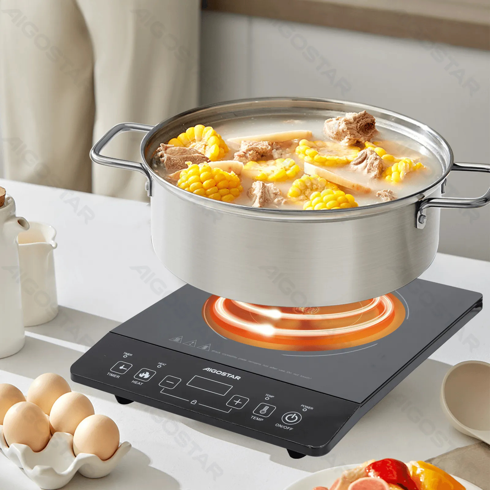 Φορητή Επαγωγική Εστία 2000W - Aigostar Flame Φορητή Επαγωγική Εστία 2000W - Aigostar Flame