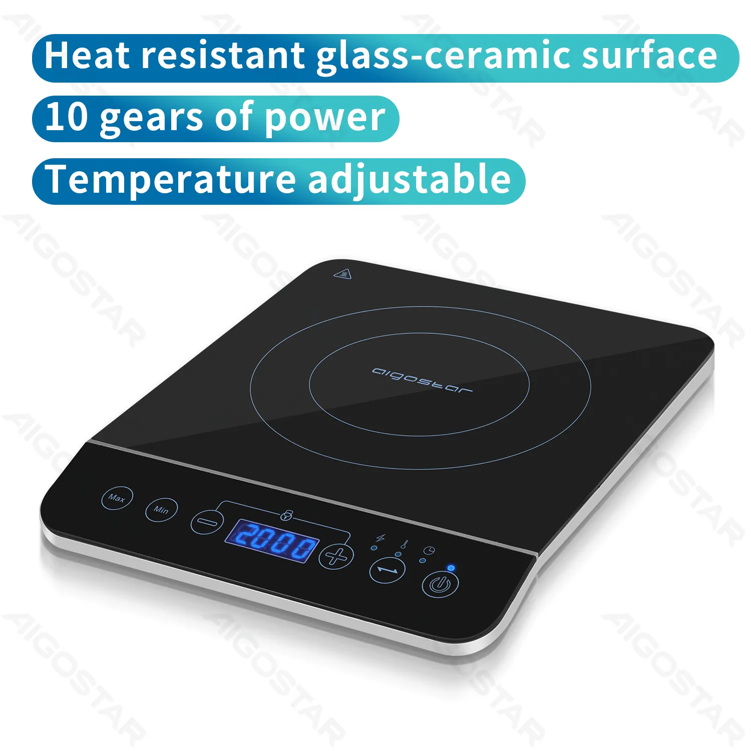 Φορητή Επαγωγική Εστία 2000W με Touch Panel - Aigostar BlueFire Φορητή Επαγωγική Εστία 2000W με Touch Panel - Aigostar BlueFire