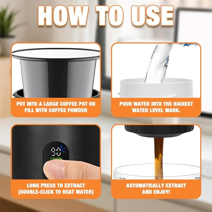 Φορητή Eπαναφορτιζόμενη Μηχανή Espresso 150mL 3 Σε 1 Με Ψηφιακή Οθόνη 20 Bar Φορητή Eπαναφορτιζόμενη Μηχανή Espresso 150mL 3 Σε 1 Με Ψηφιακή Οθόνη 20 Bar