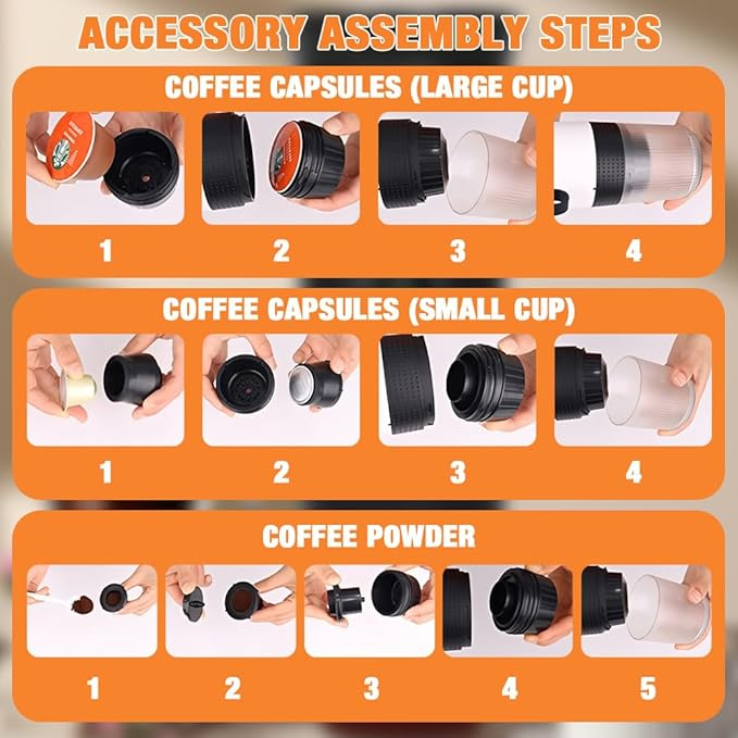 Φορητή Eπαναφορτιζόμενη Μηχανή Espresso 150mL 3 Σε 1 Με Ψηφιακή Οθόνη 20 Bar Φορητή Eπαναφορτιζόμενη Μηχανή Espresso 150mL 3 Σε 1 Με Ψηφιακή Οθόνη 20 Bar