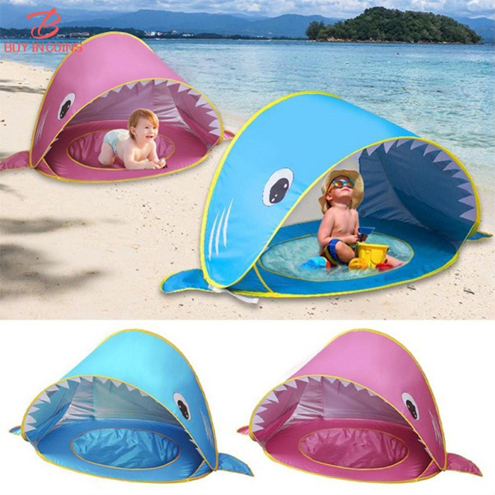 Φορητή Παιδική Σκηνή - Τέντα Παραλίας Πτυσσόμενη Καρχαριάκι με Προστασία UPF 50+ 120x83x70cm Φορητή Παιδική Σκηνή - Τέντα Παραλίας Πτυσσόμενη Καρχαριάκι με Προστασία UPF 50+ 120x83x70cm