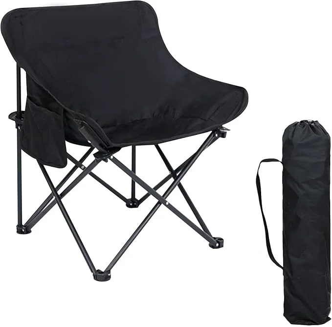 Φορητή Πτυσσόμενη Καρέκλα Κάμπινγκ -Παραλίας με Πλαϊνή Τσέπη και Θήκη Μεταφοράς Μαύρη έως 120 Κιλά Φορητή Πτυσσόμενη Καρέκλα Κάμπινγκ -Παραλίας με Πλαϊνή Τσέπη και Θήκη Μεταφοράς Μαύρη έως 120 Κιλά