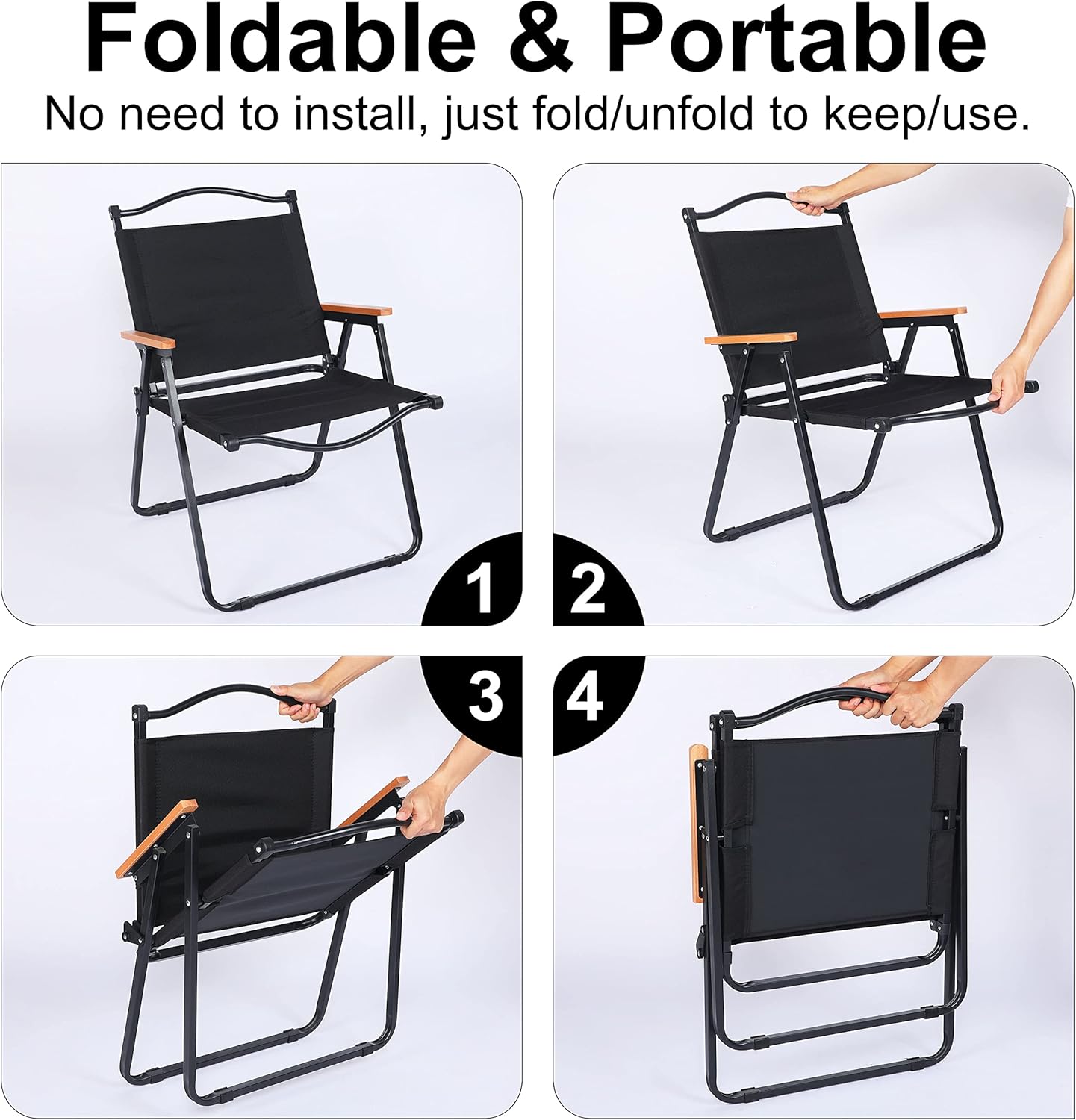 Φορητή Πτυσσόμενη Καρέκλα Κήπου - Camping - Μαύρη Φορητή Πτυσσόμενη Καρέκλα Κήπου - Camping - Μαύρη