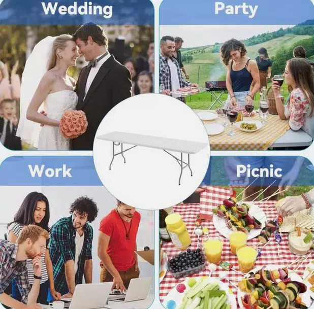 Φορητό Αναδιπλούμενο Τραπεζάκι με Μεταλλικό Σκελετό και Λαβές Μεταφοράς - 150x70x74cm Φορητό Αναδιπλούμενο Τραπεζάκι με Μεταλλικό Σκελετό και Λαβές Μεταφοράς - 150x70x74cm