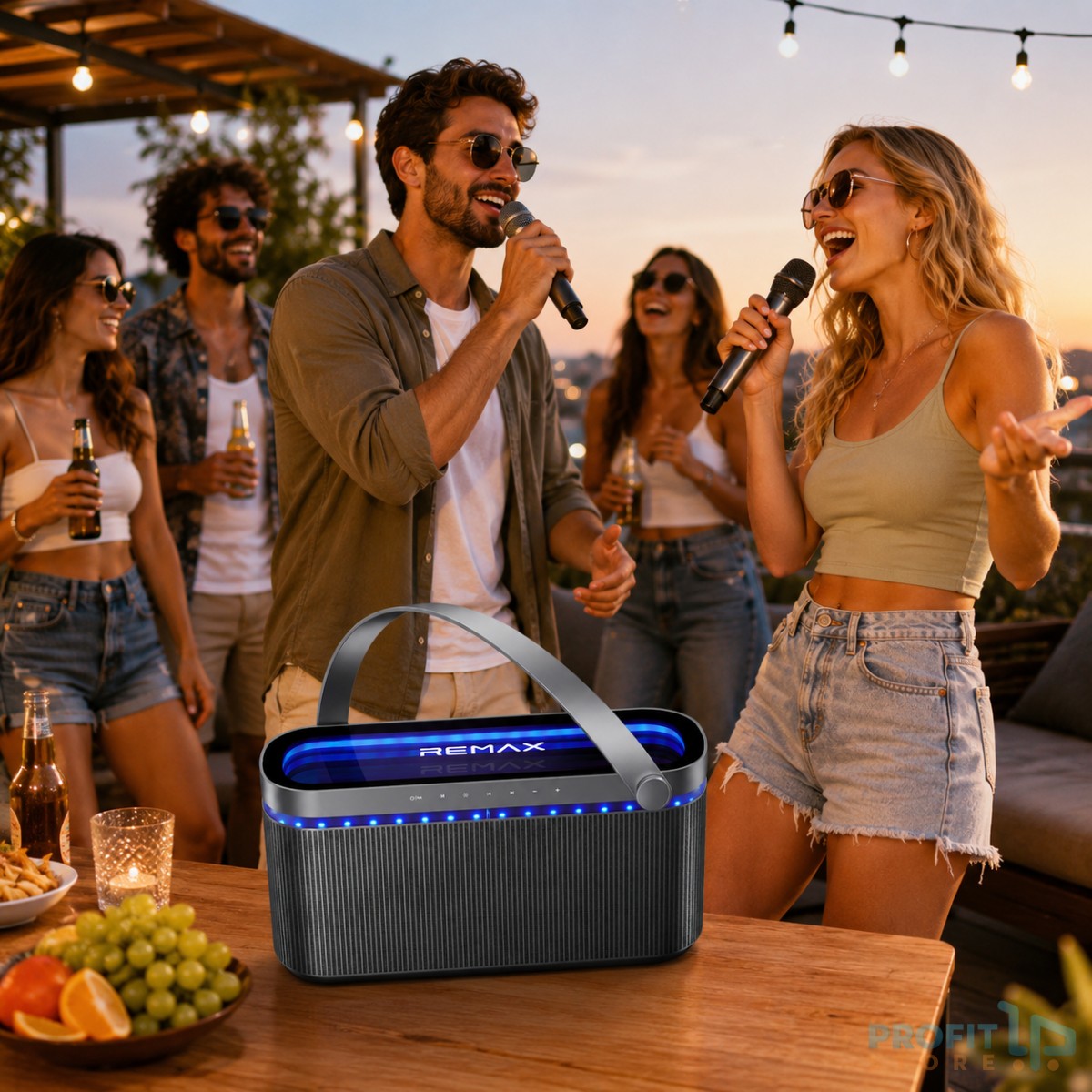 Φορητό Ηχείο Karaoke Remax RB-MB09 80W – Bluetooth με 2 Ασύρματα Μικρόφωνα | RGB Φωτισμός, Επαναφορτιζόμενο Φορητό Ηχείο Karaoke Remax RB-MB09 80W – Bluetooth με 2 Ασύρματα Μικρόφωνα | RGB Φωτισμός, Επαναφορτιζόμενο