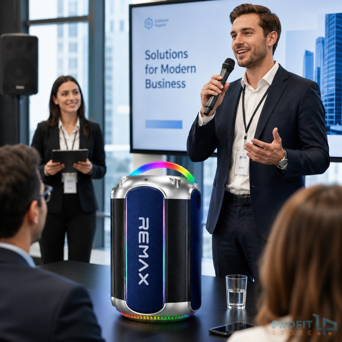 Φορητό Ηχείο Bluetooth Remax RB-MB06 120W με Ασύρματο Μικρόφωνο | Party Speaker RGB Light, TWS Pairing, USB & AUX για Karaoke & Εκδηλώσεις Φορητό Ηχείο Bluetooth Remax RB-MB06 120W με Ασύρματο Μικρόφωνο | Party Speaker RGB Light, TWS Pairing, USB & AUX για Karaoke & Εκδηλώσεις