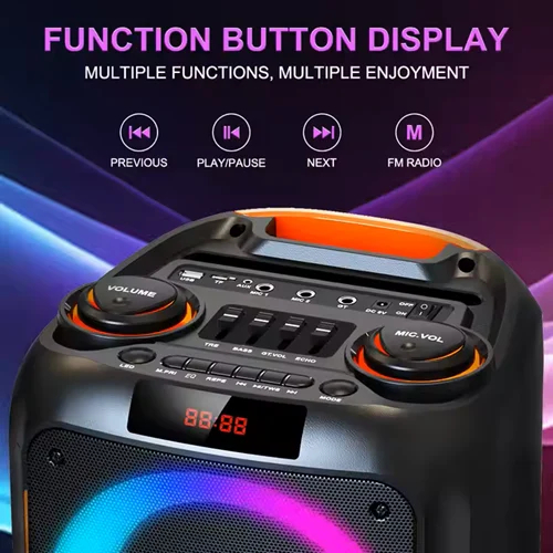 Φορητό Bluetooth Ηχείο 8’’ με Μικρόφωνο, Τηλεχειριστήριο & LED Φωτισμό Φορητό Bluetooth Ηχείο 8’’ με Μικρόφωνο, Τηλεχειριστήριο & LED Φωτισμό