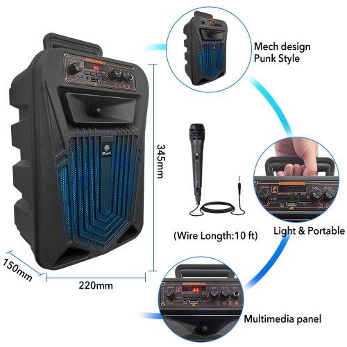 Φορητό Bluetooth Ηχείο Party Speaker 10 - 2000W Stereo Subwoofer Heavy Bass 8